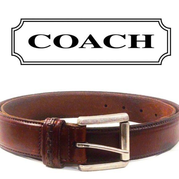 Coach Other - Vintage Designer Coach Brown Leather Belt with Silver Buckle- Size 38